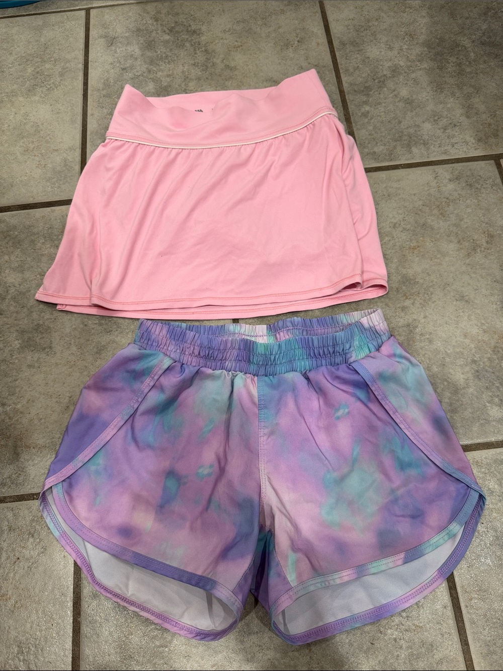 all in motion Pink Skort with Pastel Tie-Dye Athletic Shorts